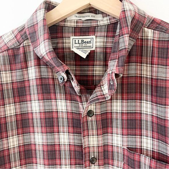 L.L.Bean Long Sleeve Plaid Shirt Button Down Traditional Fit Men’s size L Tall - Picture 5 of 8